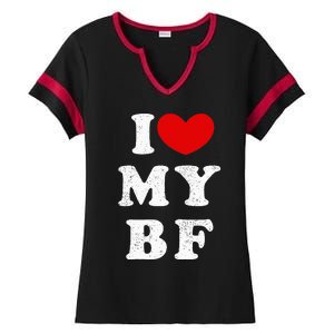 I Love My Boyfriend I Heart My Bf Ladies Halftime Notch Neck Tee