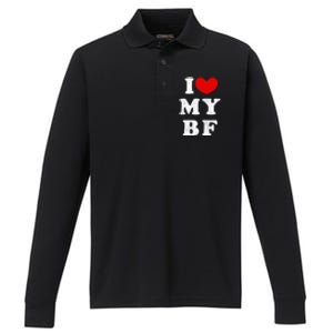 I Love My Boyfriend I Heart My Bf Performance Long Sleeve Polo