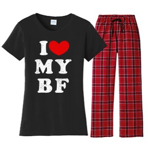 I Love My Boyfriend I Heart My Bf Women's Flannel Pajama Set