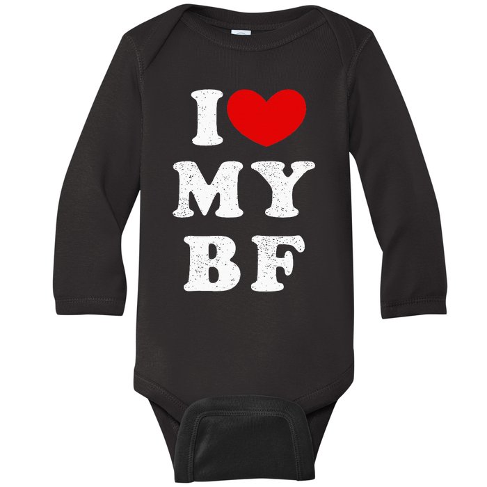 I Love My Boyfriend I Heart My Bf Baby Long Sleeve Bodysuit