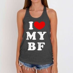 I Love My Boyfriend I Heart My Bf Women's Knotted Racerback Tank