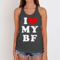 I Love My Boyfriend I Heart My Bf Women's Knotted Racerback Tank