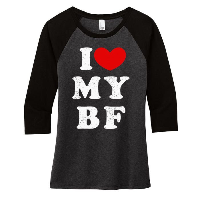 I Love My Boyfriend I Heart My Bf Women's Tri-Blend 3/4-Sleeve Raglan Shirt