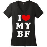 I Love My Boyfriend I Heart My Bf Women's V-Neck T-Shirt