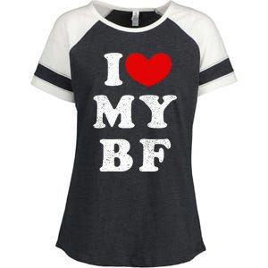 I Love My Boyfriend I Heart My Bf Enza Ladies Jersey Colorblock Tee