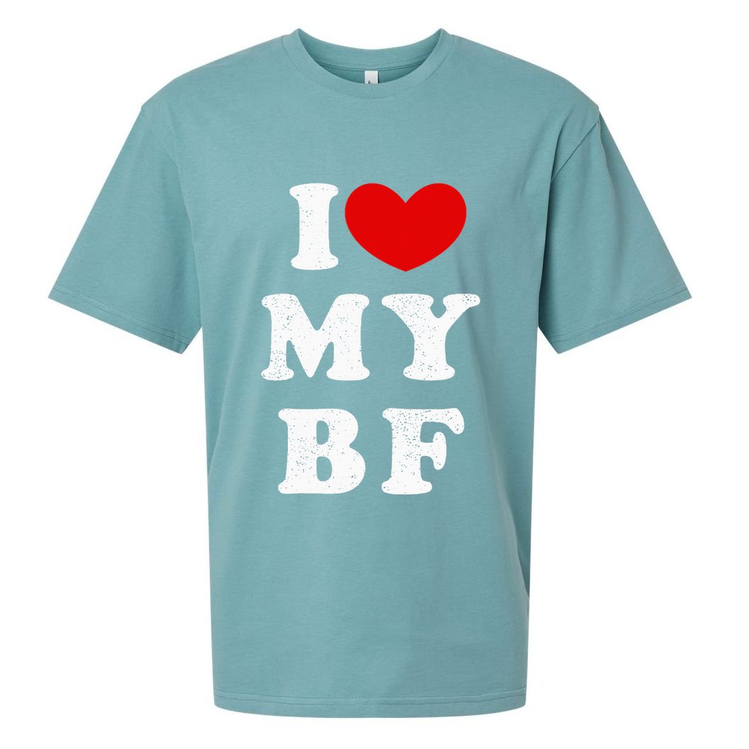 I Love My Boyfriend I Heart My Bf Sueded Cloud Jersey T-Shirt