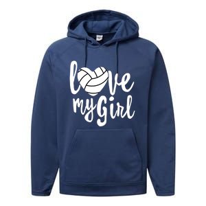 I Love My Mom Volleyball Cute Volleyball Mom Gift Performance Fleece Hoodie