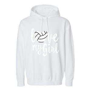 I Love My Mom Volleyball Cute Volleyball Mom Gift Garment-Dyed Fleece Hoodie