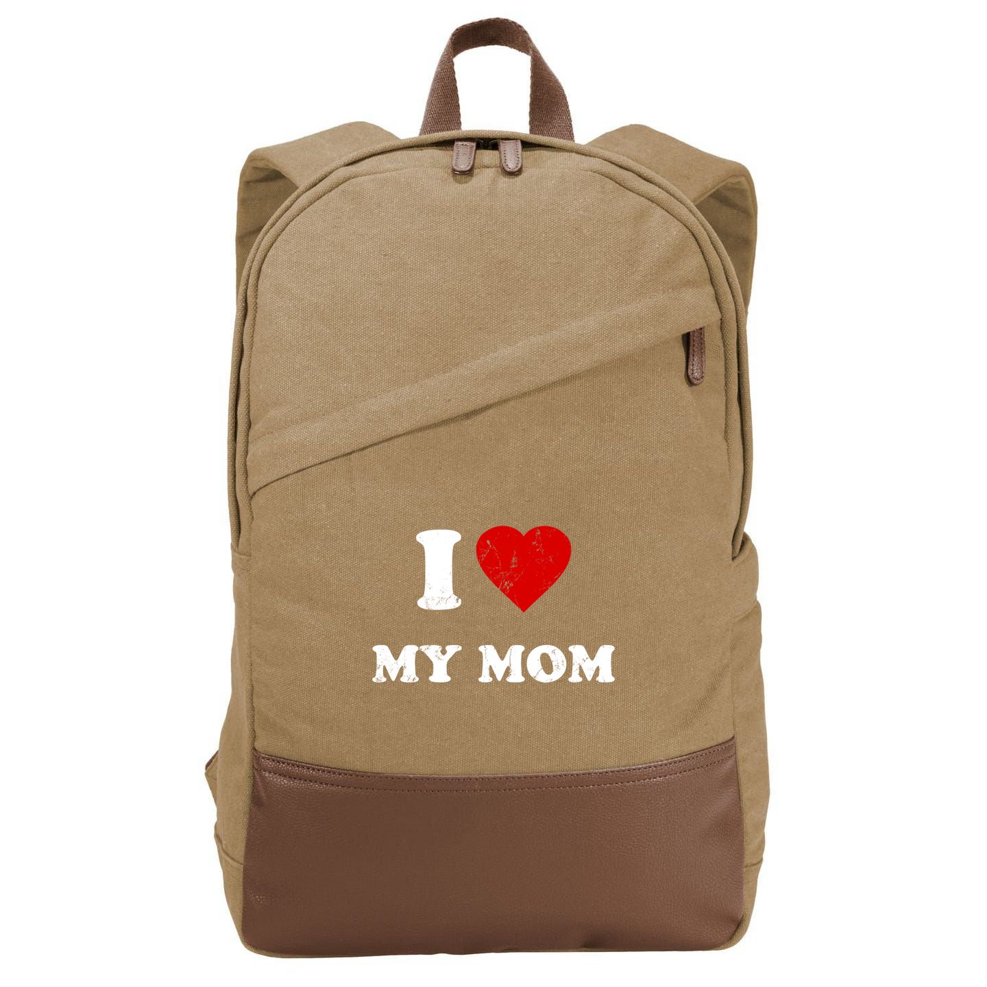 I Love My Mom Cute Gift Cotton Canvas Backpack