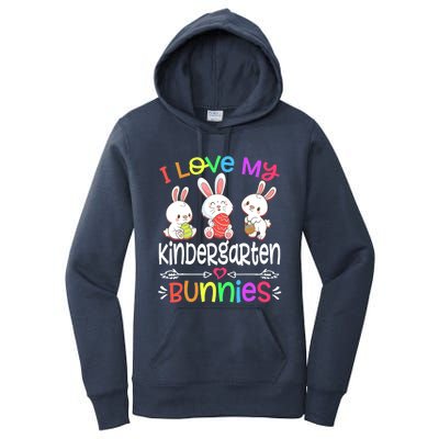 I Love My Kindergarten Bunnies teacher Easter Day Bunny Egg Women's Pullover Hoodie