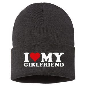 I Love My Girlfriend Gf I Heart My Girlfriend GF Sustainable Knit Beanie