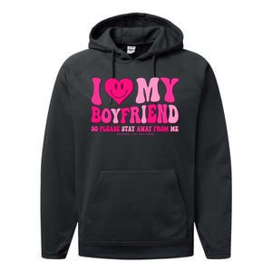 I Love My Boyfriend Valentines Day I Heart My Boyfriend Bf Performance Fleece Hoodie