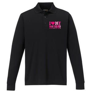 I Love My Boyfriend Valentines Day I Heart My Boyfriend Bf Performance Long Sleeve Polo