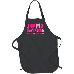 I Love My Boyfriend Valentines Day I Heart My Boyfriend Bf Full-Length Apron With Pockets