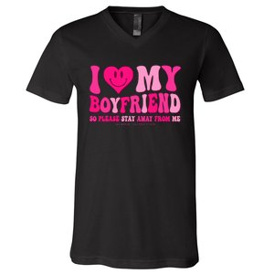 I Love My Boyfriend Valentines Day I Heart My Boyfriend Bf V-Neck T-Shirt