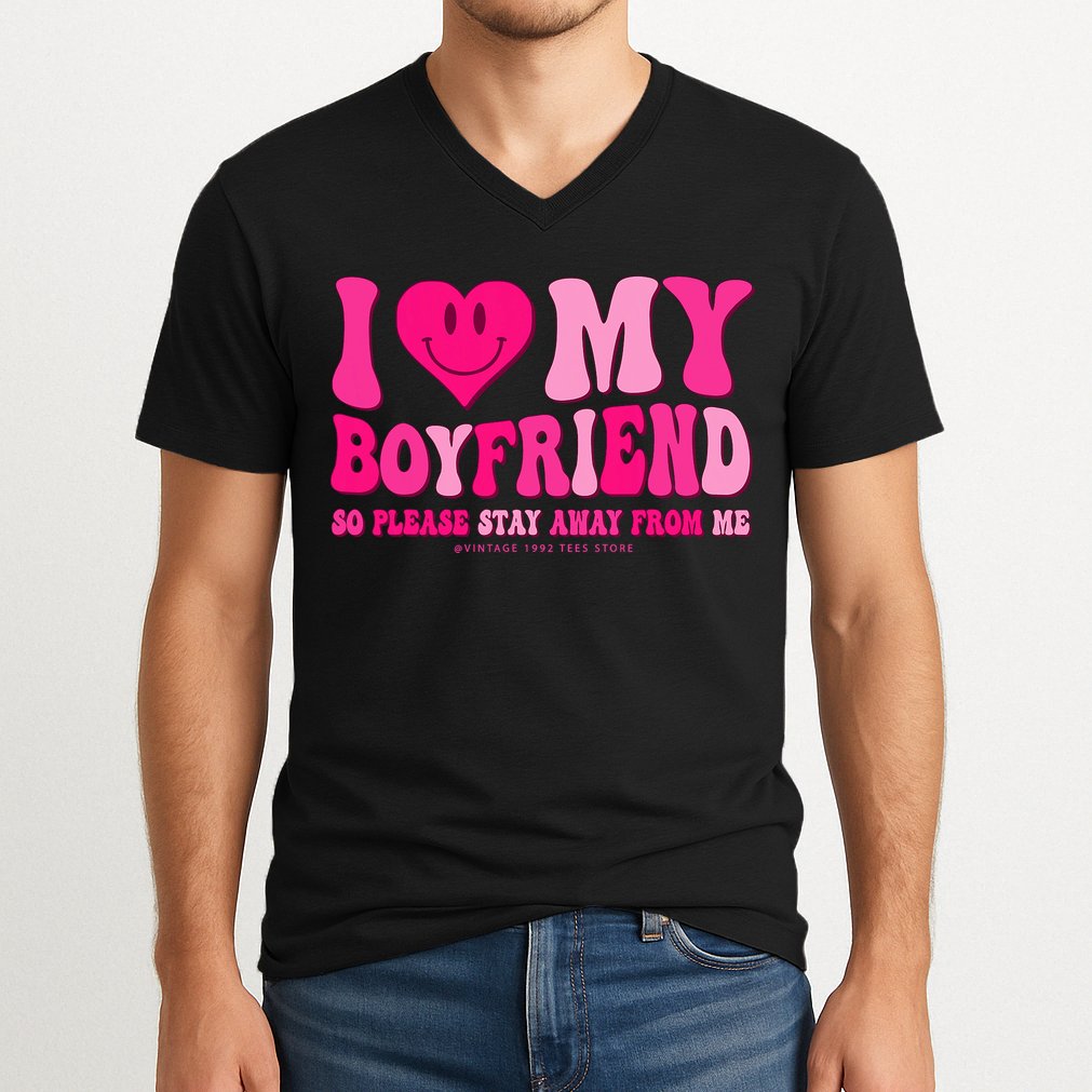 I Love My Boyfriend Valentines Day I Heart My Boyfriend Bf V-Neck T-Shirt