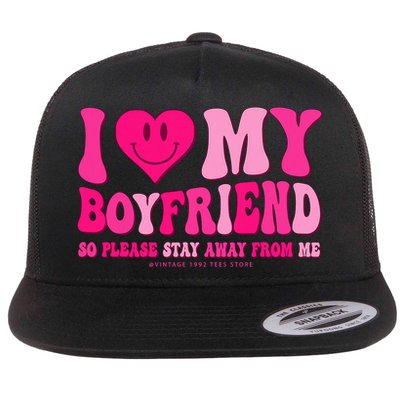 I Love My Boyfriend Valentines Day I Heart My Boyfriend Bf Flatbill Hat
