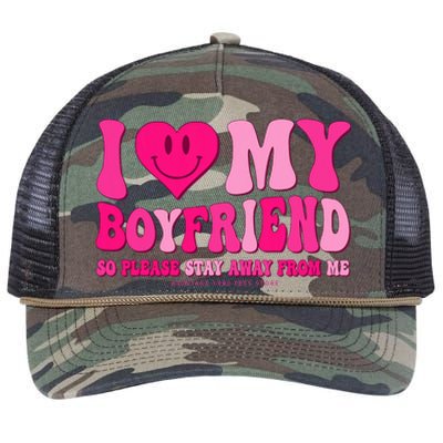 I Love My Boyfriend Valentines Day I Heart My Boyfriend Bf Retro Rope Trucker Hat Cap