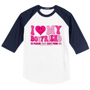 I Love My Boyfriend Valentines Day I Heart My Boyfriend Bf Baseball Sleeve Shirt