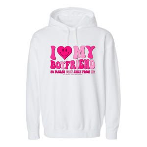 I Love My Boyfriend Valentines Day I Heart My Boyfriend Bf Garment-Dyed Fleece Hoodie