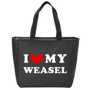 I Love My Weasel Zip Tote Bag