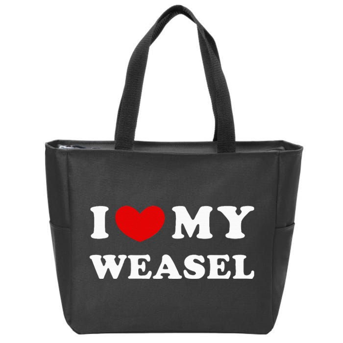 I Love My Weasel Zip Tote Bag