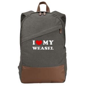 I Love My Weasel Cotton Canvas Backpack