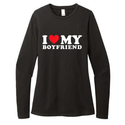 I Love My Boyfriend I Heart My Boyfriend BF TShirt Womens CVC Long Sleeve Shirt