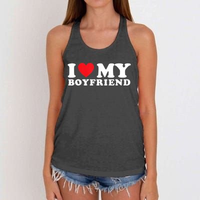 I Love My Boyfriend I Heart My Boyfriend BF TShirt Women's Knotted Racerback Tank