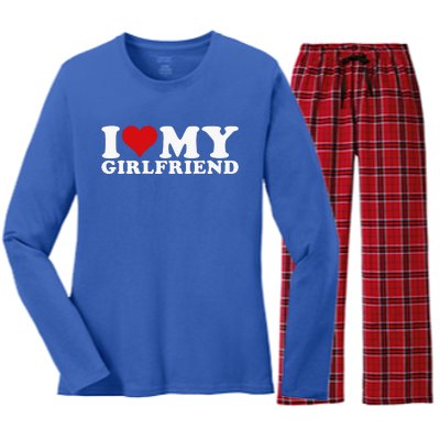 I Love My Girlfriend I Heart My Girlfriend GF Women's Long Sleeve Flannel Pajama Set 