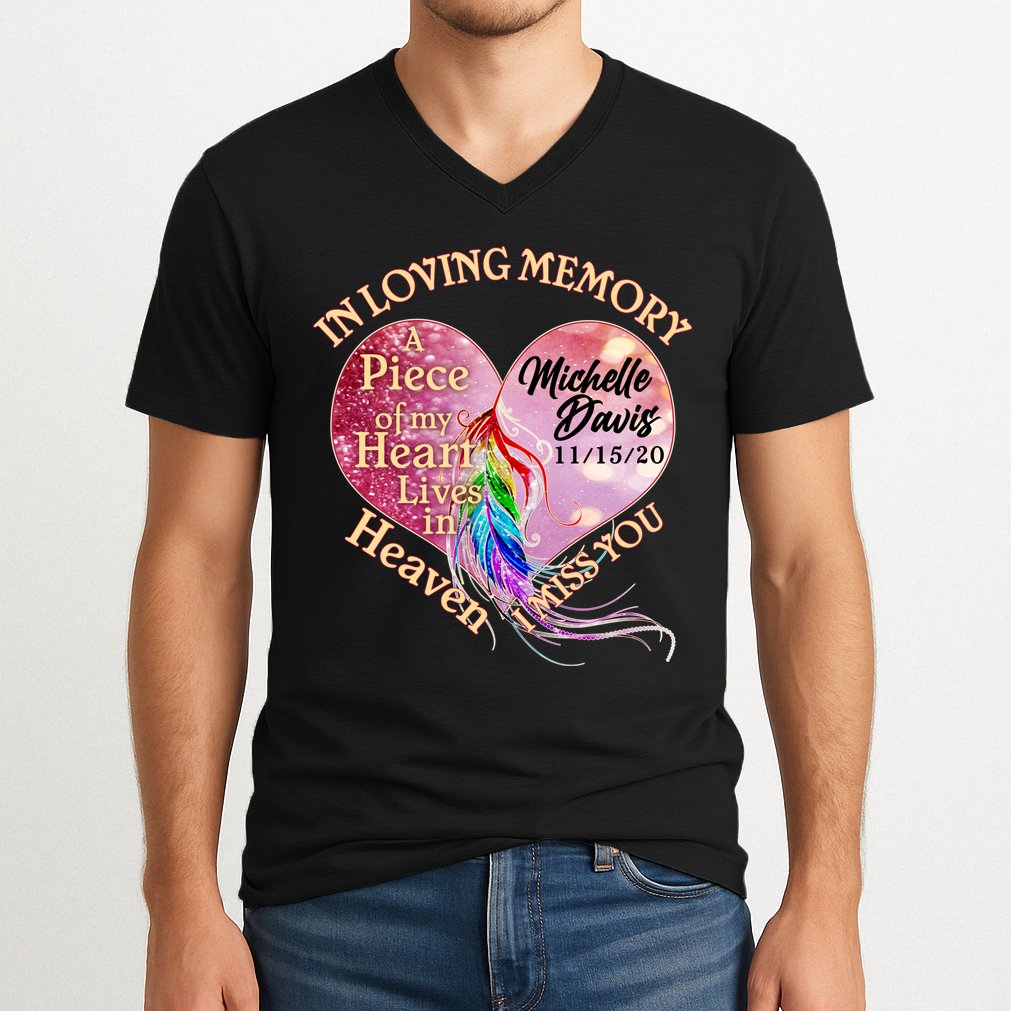 In Loving Memory Tribute Custom Rip Personalized Family V-Neck T-Shirt