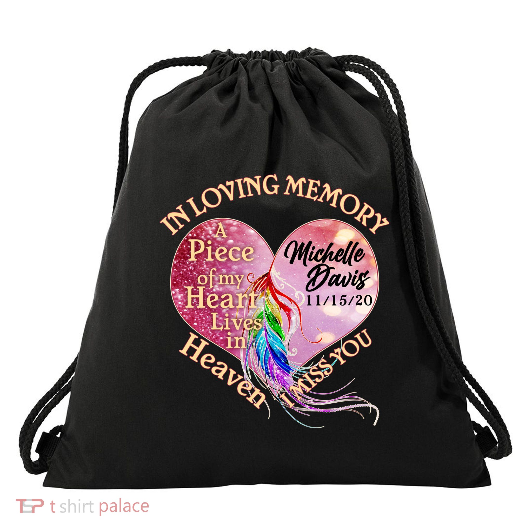 In Loving Memory Tribute Custom Rip Personalized Family Drawstring Bag