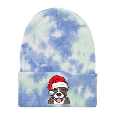 I Love My Pitbull Merry Pitmas Who Loves Pitbull Great Gift Tie Dye 12in Knit Beanie