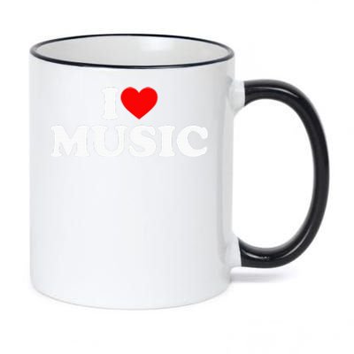 I Love Music Music Lover I Heart Music 11oz Black Color Changing Mug