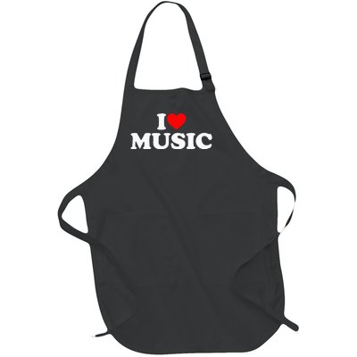 I Love Music Music Lover I Heart Music Full-Length Apron With Pockets