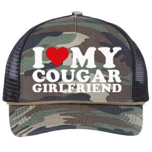 I Love My Cougar Girlfriend I Heart My Cougar Girlfriend GF Retro Rope Trucker Hat Cap