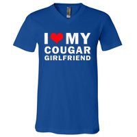 I Love My Cougar Girlfriend I Heart My Cougar Girlfriend V-Neck T-Shirt