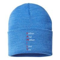 I Love My Family Father And Mother I Love You Dad And Mom Meaningful Gift Sustainable Knit Beanie