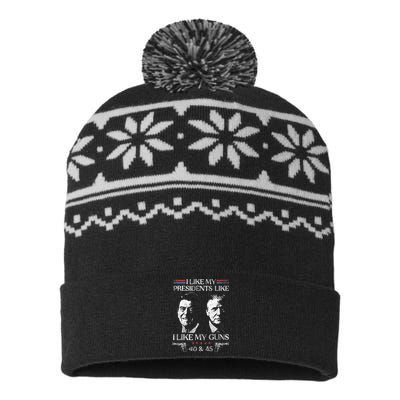 I Like My Presidents Like I Like My Guns 40 45 USA-Made Snowflake Beanie