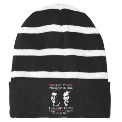 I Like My Presidents Like I Like My Guns 40 45 Striped Beanie with Solid Band