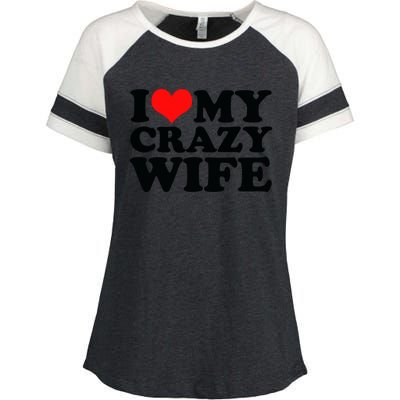 I Love My Crazy Wife With Heart Enza Ladies Jersey Colorblock Tee