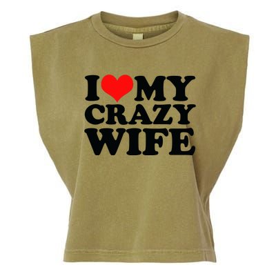 I Love My Crazy Wife With Heart Garment-Dyed Women's Muscle Tee