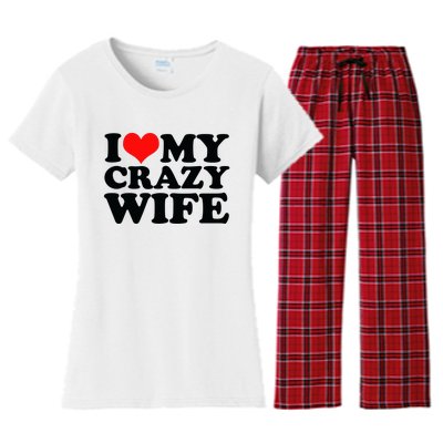 I Love My Crazy Wife With Heart Women's Flannel Pajama Set