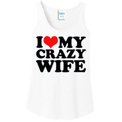 I Love My Crazy Wife With Heart Ladies Essential Tank