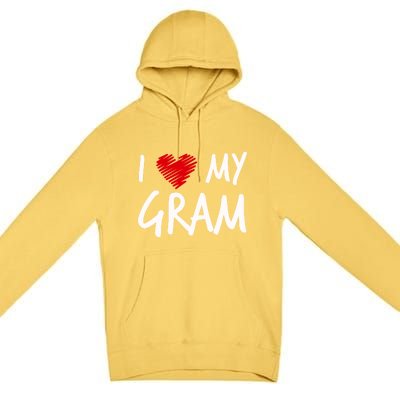 I Love My Gram Valentines Outfit Matching Grandma Family Funny Gift Premium Pullover Hoodie