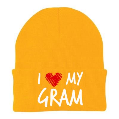 I Love My Gram Valentines Outfit Matching Grandma Family Funny Gift Knit Cap Winter Beanie