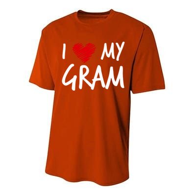 I Love My Gram Valentines Outfit Matching Grandma Family Funny Gift Performance Sprint T-Shirt