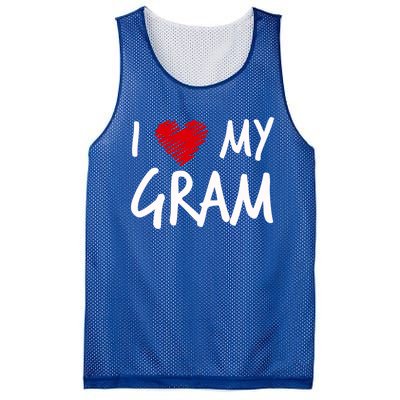 I Love My Gram Valentines Outfit Matching Grandma Family Funny Gift Mesh Reversible Basketball Jersey Tank