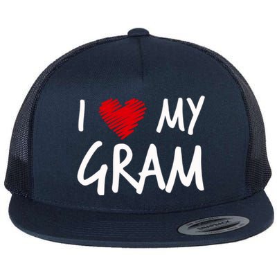 I Love My Gram Valentines Outfit Matching Grandma Family Funny Gift Flat Bill Trucker Hat