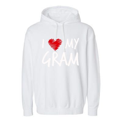 I Love My Gram Valentines Outfit Matching Grandma Family Funny Gift Garment-Dyed Fleece Hoodie